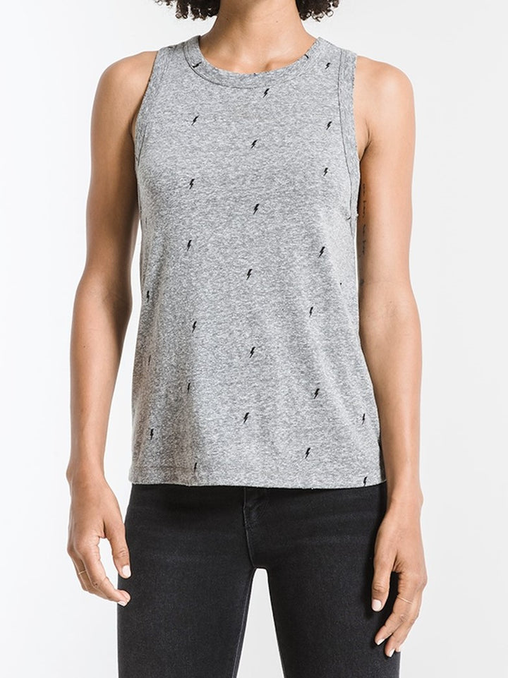 Lightning Bolt Racer Tank | Heather Grey - Thumbnail Image Number 1 of 3