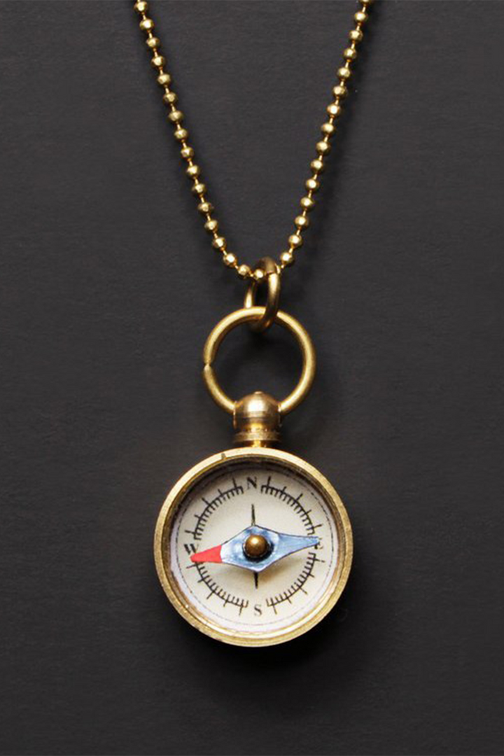 Gold Miniature Compass Necklace - Thumbnail Image Number 1 of 2
