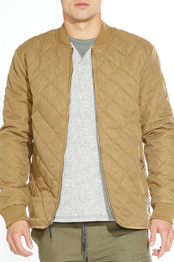 Syracuse Quilted Bomber Jacket | Khaki - Thumbnail Image Number 1 of 3