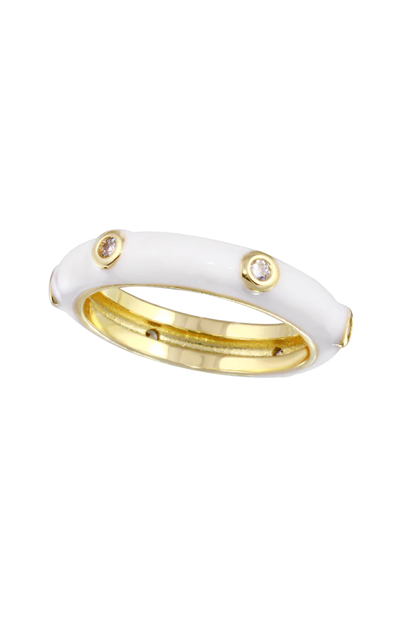 Enamel Bezel CZ Ring | White - Visual Media Number 1 of 1