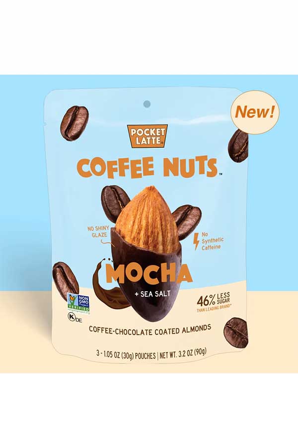Mocha and Sea Salt Coffee Nuts | 3.2oz Pouch - Thumbnail Image Number 1 of 2
