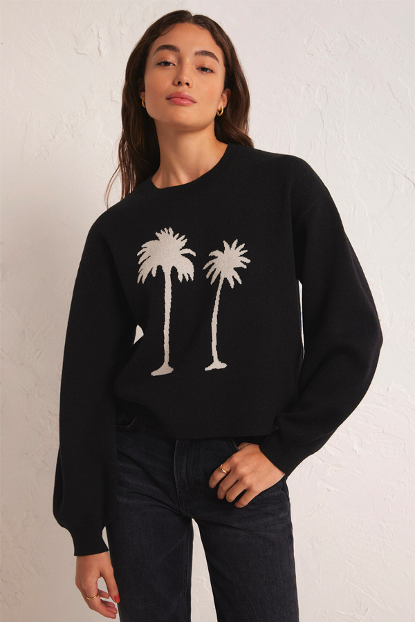 In The Palms Sweater | Black - Thumbnail Image Number 1 of 2
