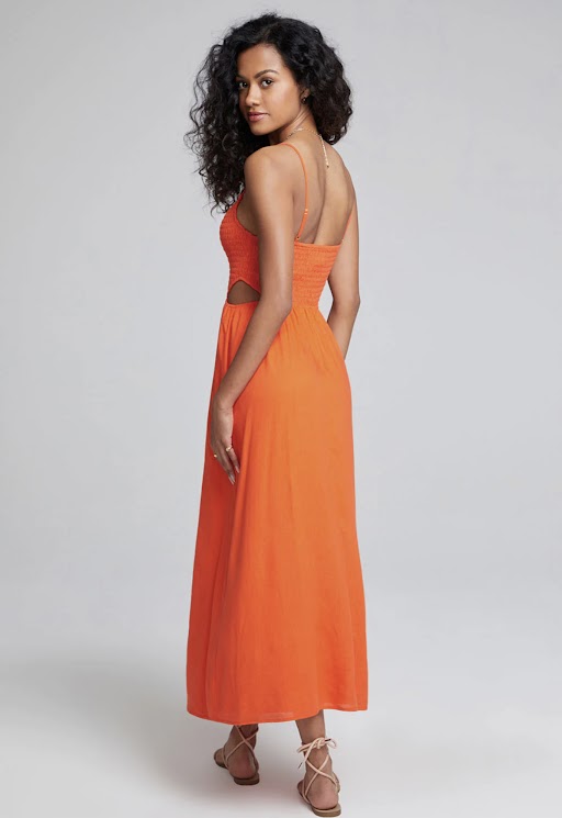 Naletta Midi Dress | Hot Orange - Thumbnail Image Number 2 of 3
