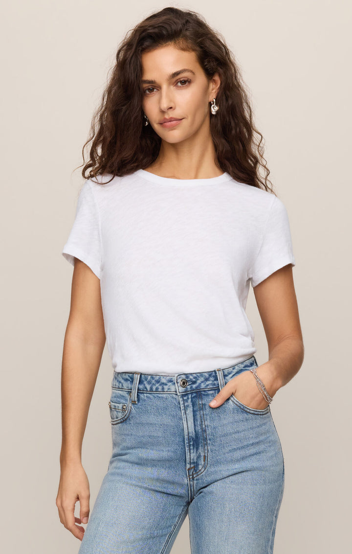 Junie Slub Tee Shirt | White - Thumbnail Image Number 1 of 2
