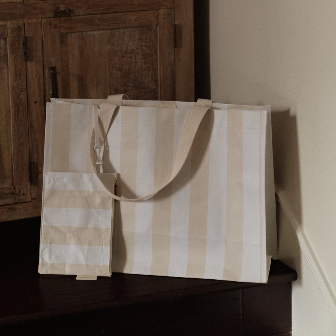 Thick Stripe Xl Day Bag | Taupe - Visual Media Number 1 of 1