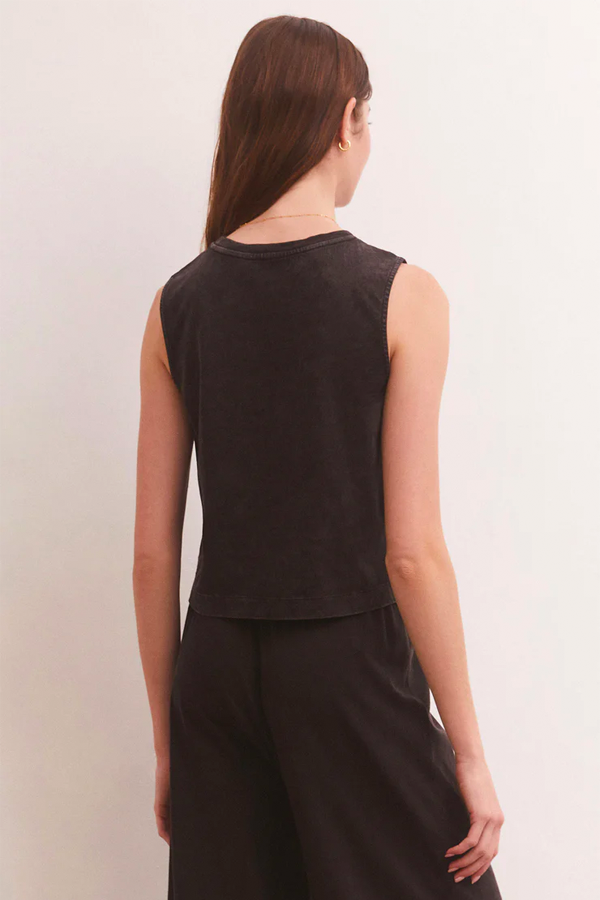 Sloane Jersey Muscle Tank | Black - Main Image Number 3 of 3