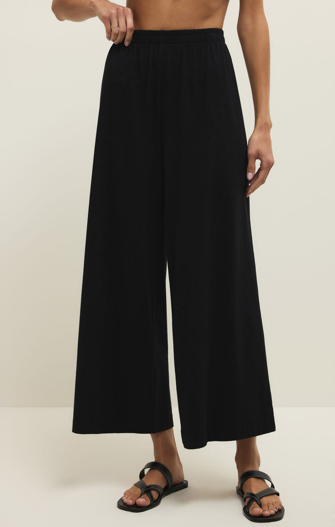 Scout Jersey Crop Flare Pant | Black - Visual Media Number 1 of 2