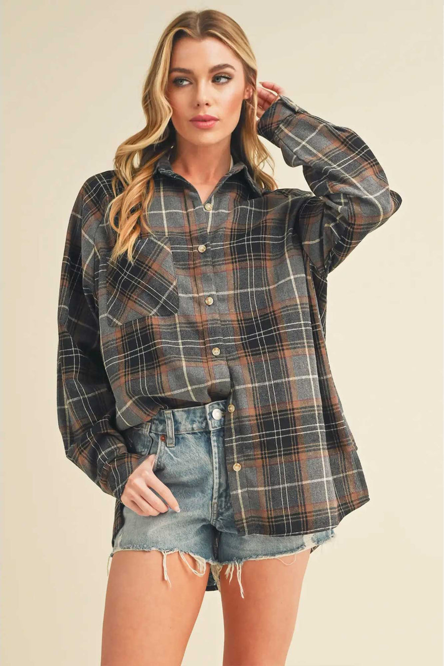 Plaid Flannel Shirt | Gray