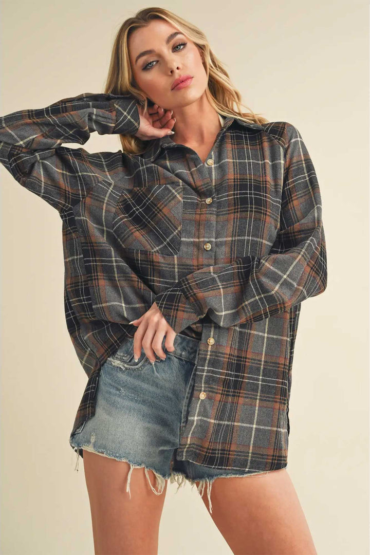 Plaid Flannel Shirt | Gray - Thumbnail Image Number 2 of 2
