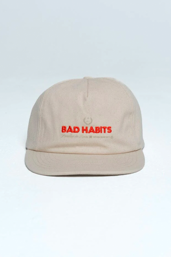 Bad Habits 5 Panel Cap | Unbleached - Visual Media Number 2 of 3