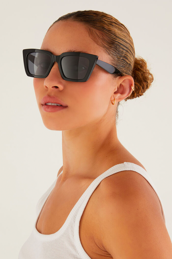 Feel Good Sunglasses | Polished Black - Grey - Main Image Number 1 of 2