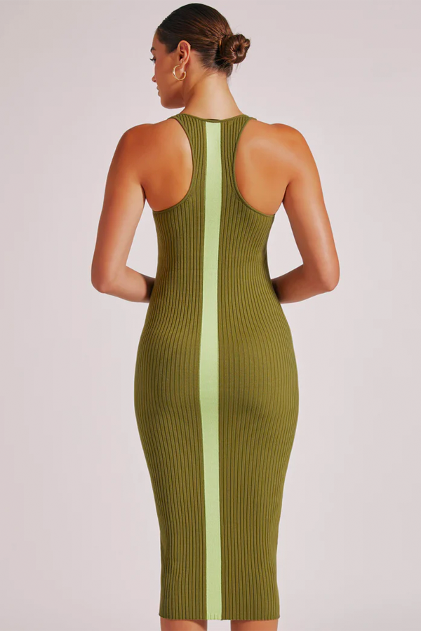 Color Block Dress | Olive Drab/Daiquiri Green