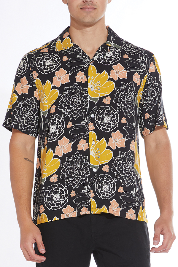 Beau Floral Print Shirt | Black - Main Image Number 1 of 2