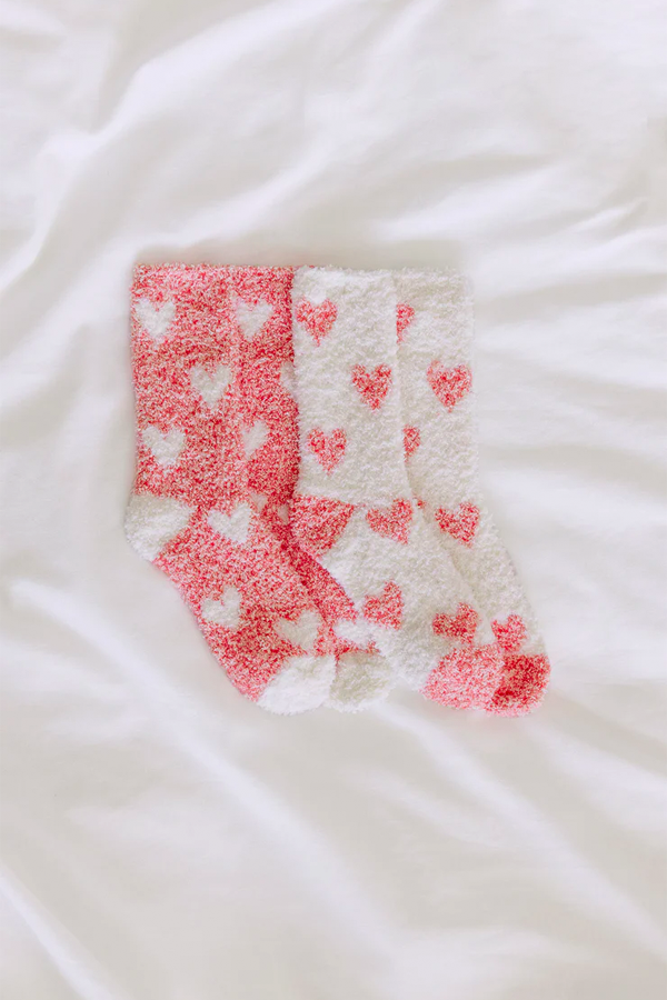 2 Pack Plush Heart Socks | Vanilla Ice - Thumbnail Image Number 1 of 3
