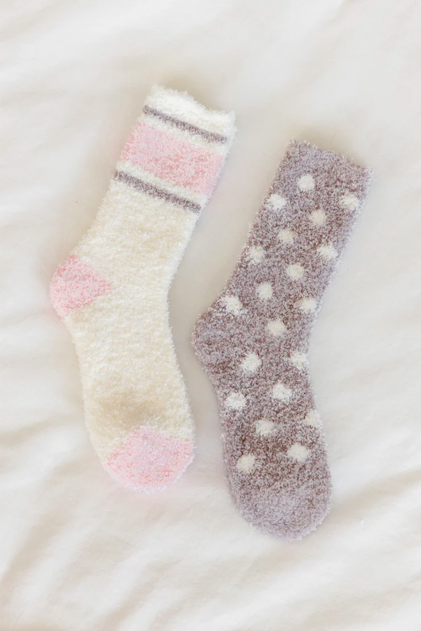 2-Pack Plush Dot Socks | Bone - Thumbnail Image Number 2 of 3
