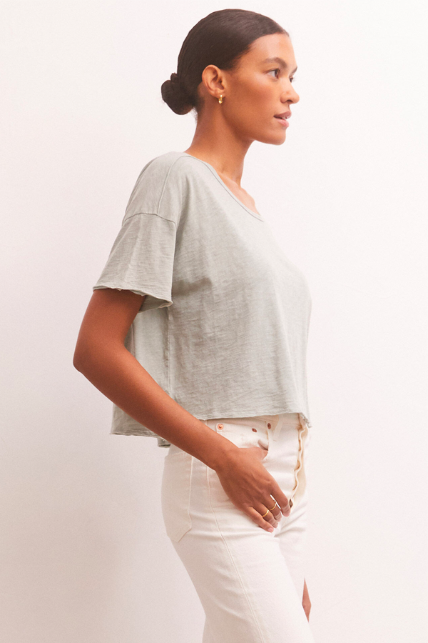 Hazel Slub Tee | Worn Jade - Thumbnail Image Number 2 of 3
