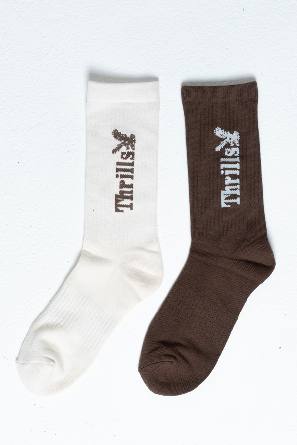Thrills Workwear 2 Pack Sock | Tarmac/Heritage White - Main Image Number 1 of 1