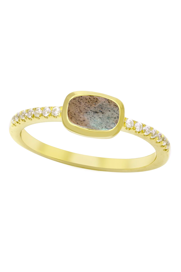 Elongated Cushion Gemstone Ring | Labradorite