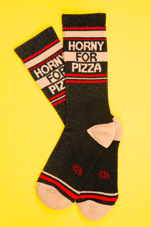 Horny For Pizza Ribbed Gym Sock - Main Image Number 1 of 1