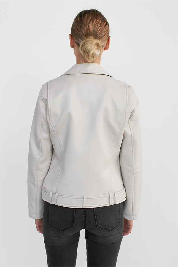 Melissa Faux Leather Jacket | Cream - Thumbnail Image Number 3 of 4
