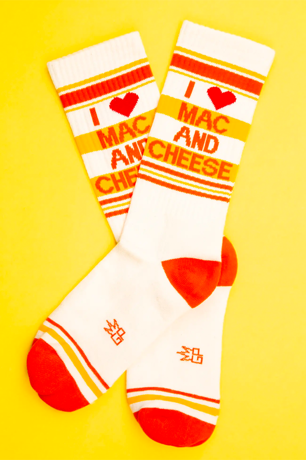 I Heart Mac n Cheese Gym Crew Socks - Visual Media Number 1 of 1