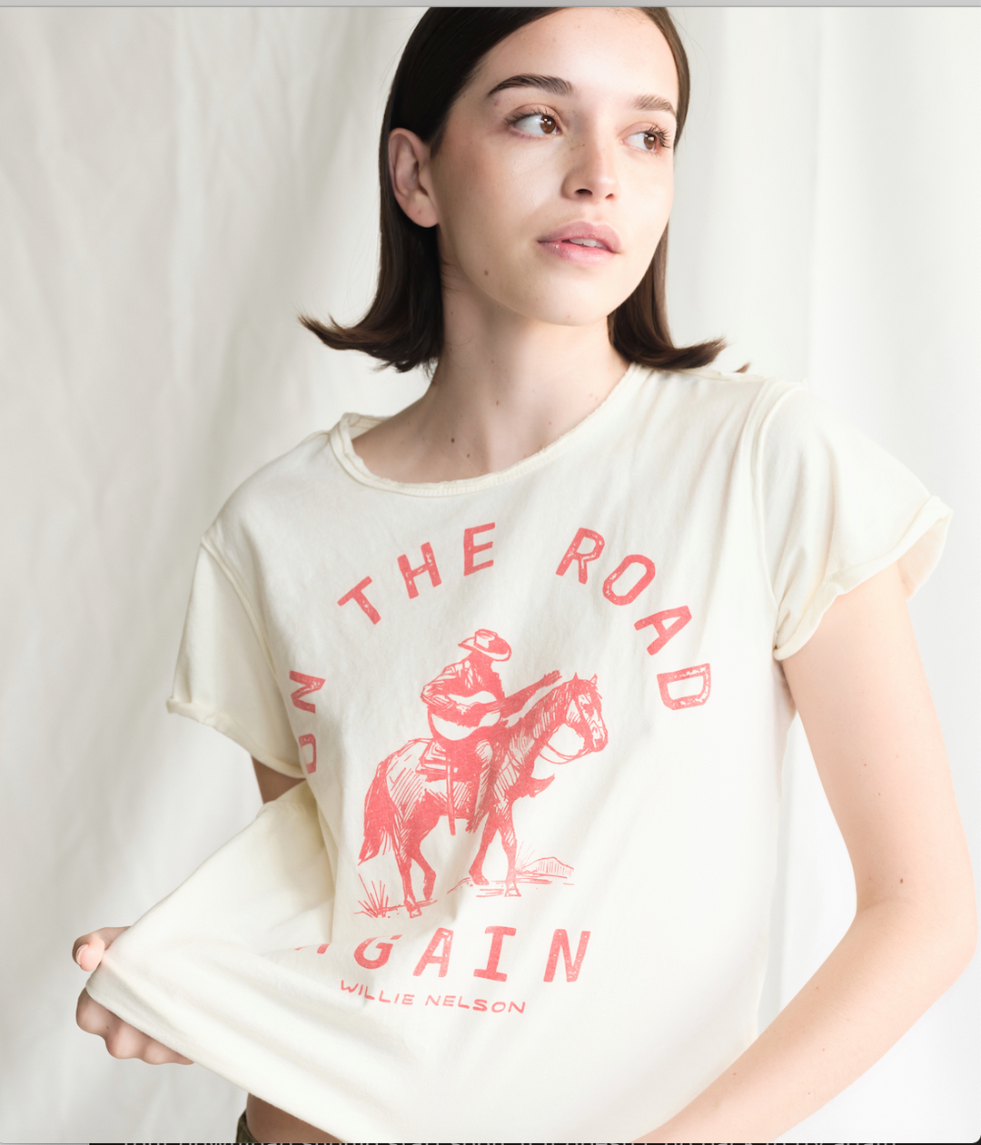 Willie Nelson On The Road Again Tee | Vanilla - Visual Media Number 1 of 1