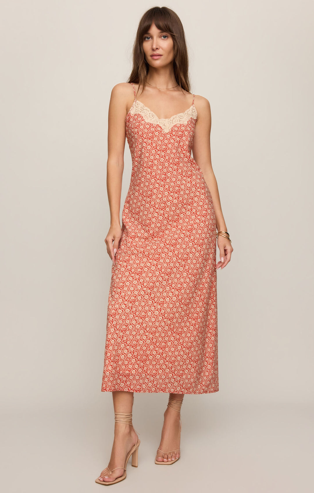 Emela Iris Floral Midi Dress | Chili Pepper - Visual Media Number 1 of 2