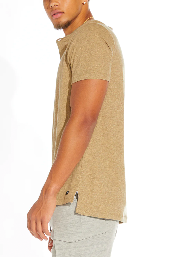 Riley Cotton Henley | Heather Khaki - Main Image Number 2 of 3