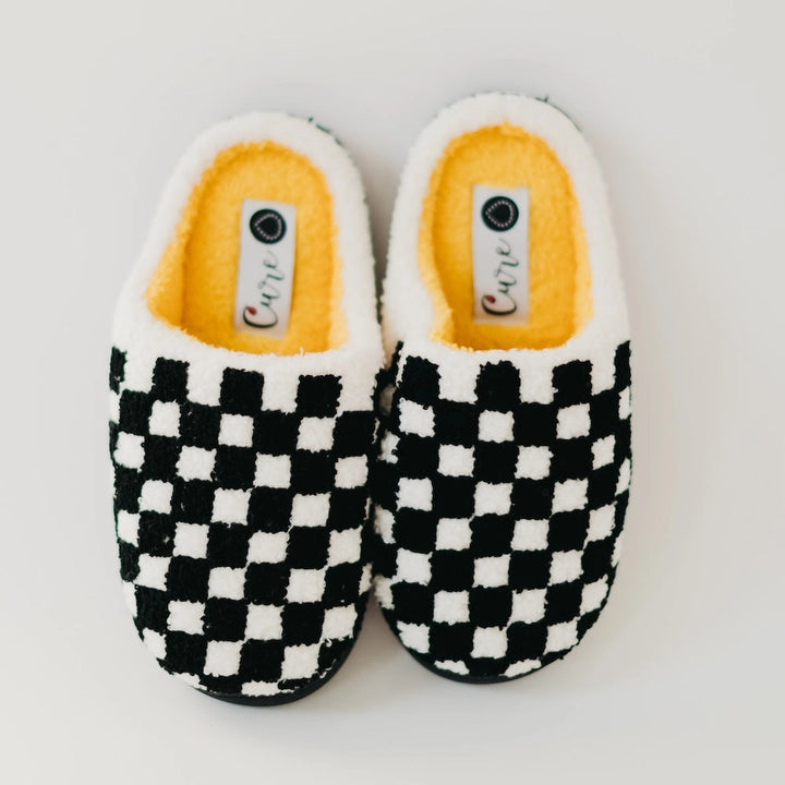 Cure X Beyond Checkered Slippers | Black &amp; White - Thumbnail Image Number 2 of 2
