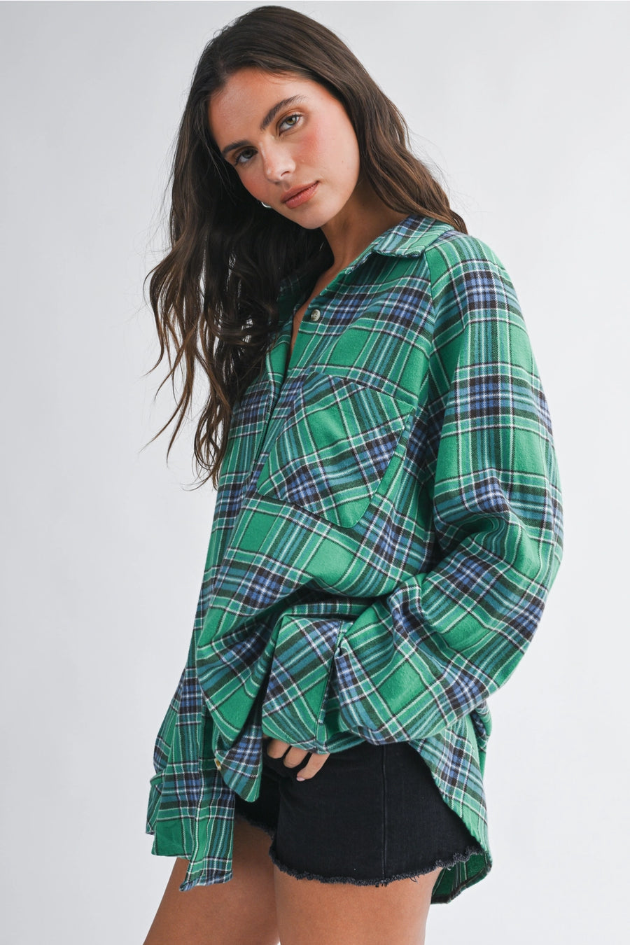 Oversized Plaid Button Down | Green