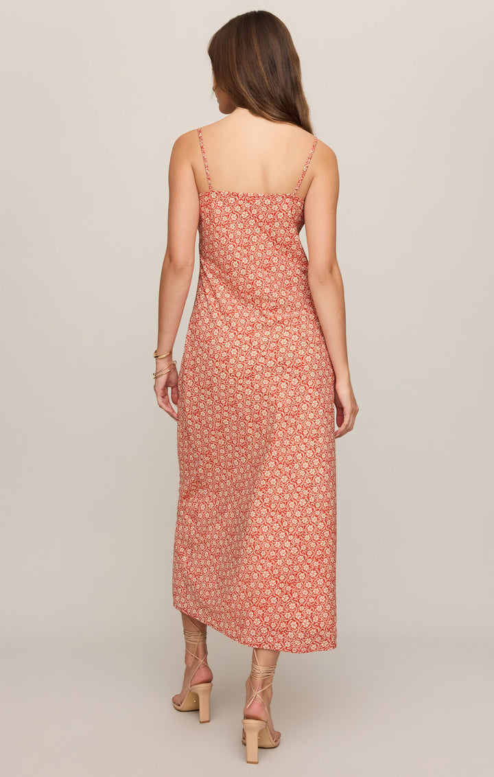 Emela Iris Floral Midi Dress | Chili Pepper - Thumbnail Image Number 2 of 2
