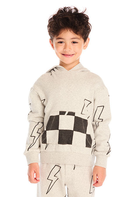 Blocked Checkered Bolts Pullover | Heather Grey - Thumbnail Image Number 1 of 3
