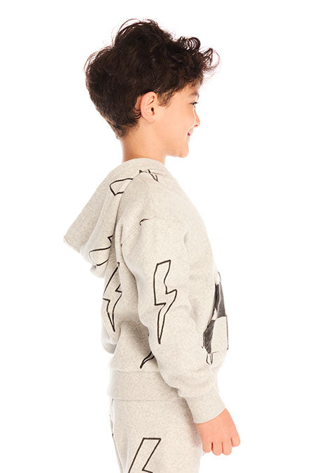 Blocked Checkered Bolts Pullover | Heather Grey - Visual Media Number 2 of 3