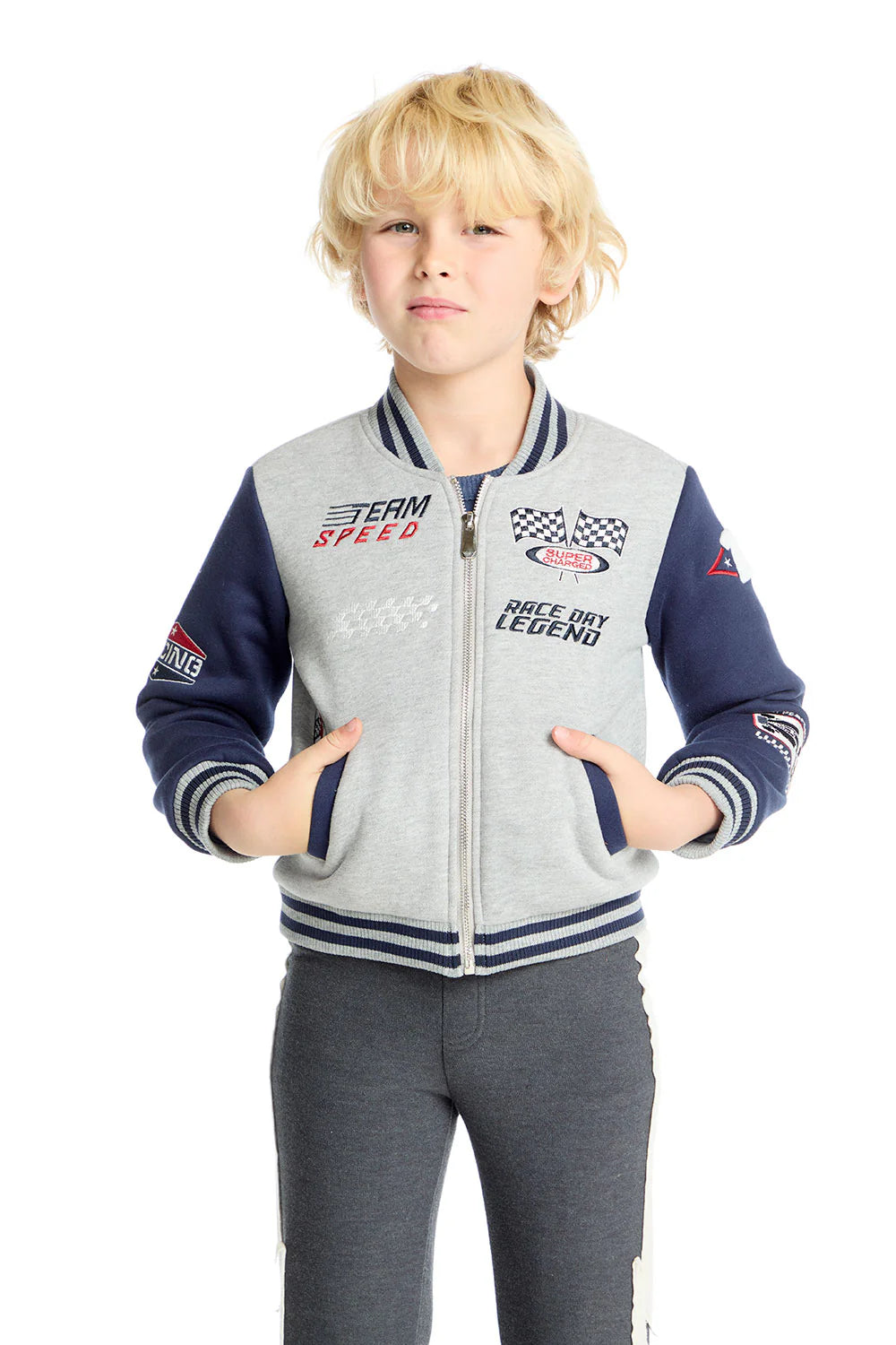 Allan Bomber Jacket | Navy / Heather Grey - Visual Media Number 1 of 4