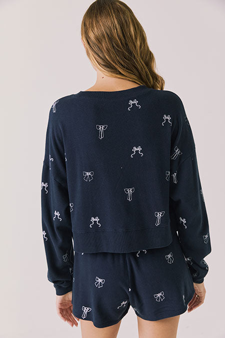 Tossed Bows Pullover | Navy - Thumbnail Image Number 2 of 2
