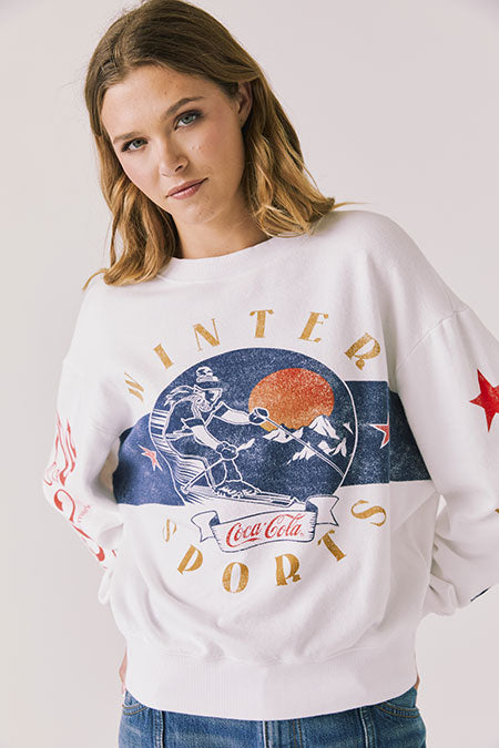 Coca Cola Winter Sports Pullover | White - Thumbnail Image Number 1 of 3
