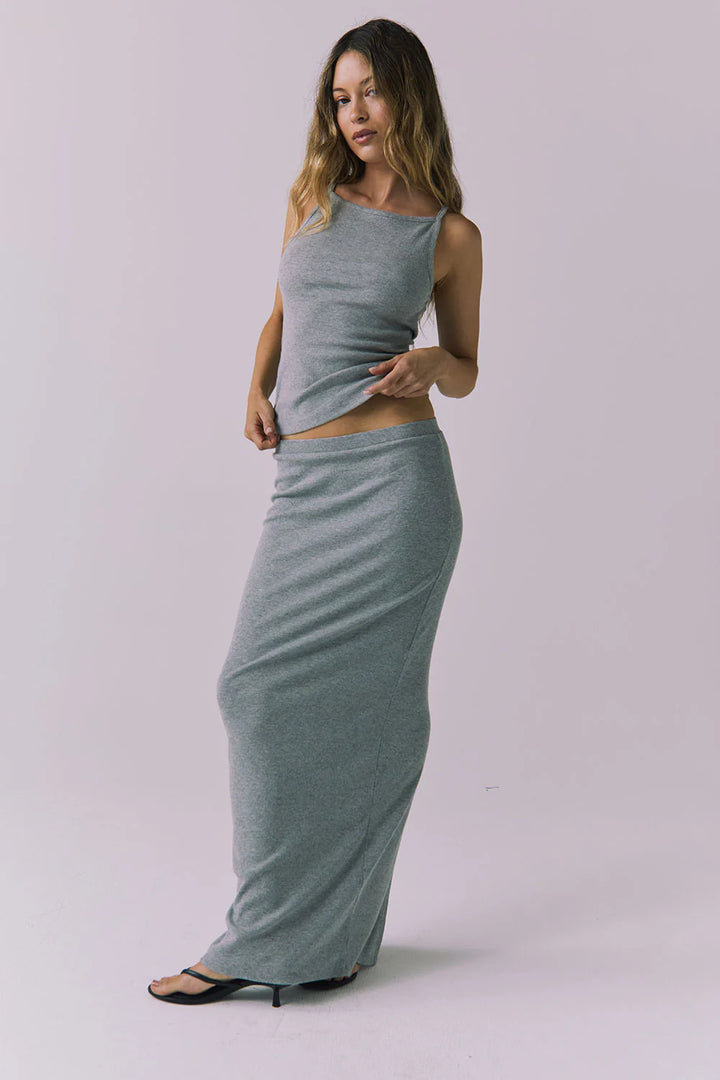Allure Maxi Skirt | Heather Gray - Thumbnail Image Number 1 of 3
