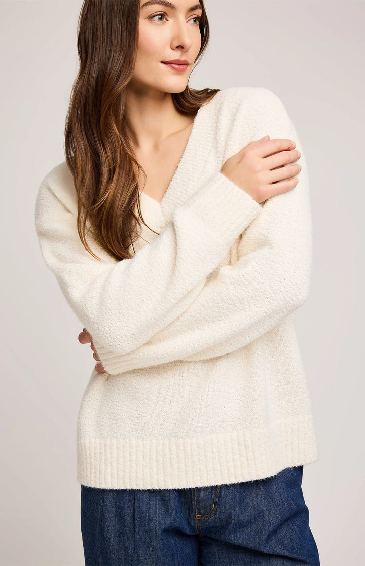 Tilda V Neck Sweater | Cream - Thumbnail Image Number 2 of 3
