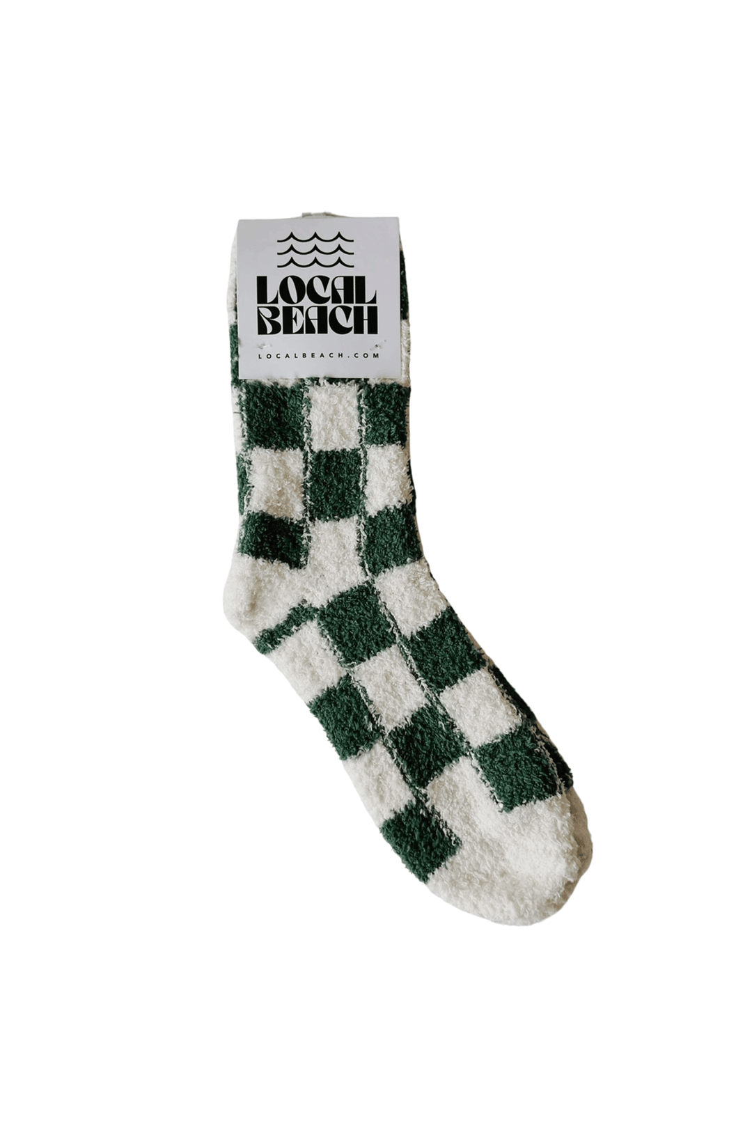Checker Local Beach Cozy Socks | Green and Cream - Visual Media Number 1 of 1