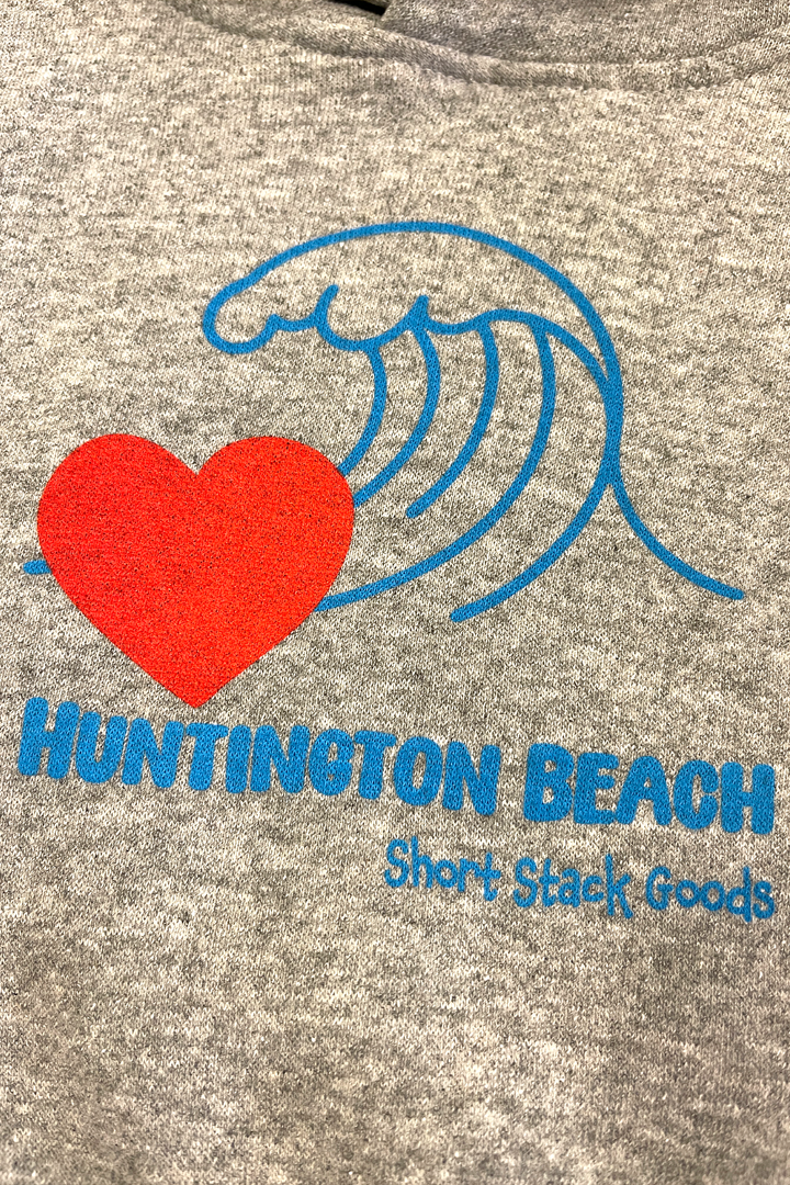 Love Huntington Beach Hoodie | Heather Grey - Thumbnail Image Number 2 of 2
