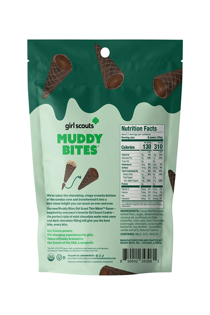 Muddy Bites Waffle Cone Girl Scout Thin Mint 2.33 oz - Visual Media Number 2 of 2