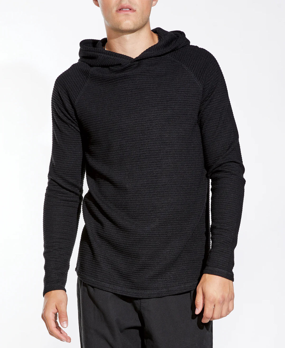 Wolfe Waffle Knit Hoodie | Black - Visual Media Number 2 of 2