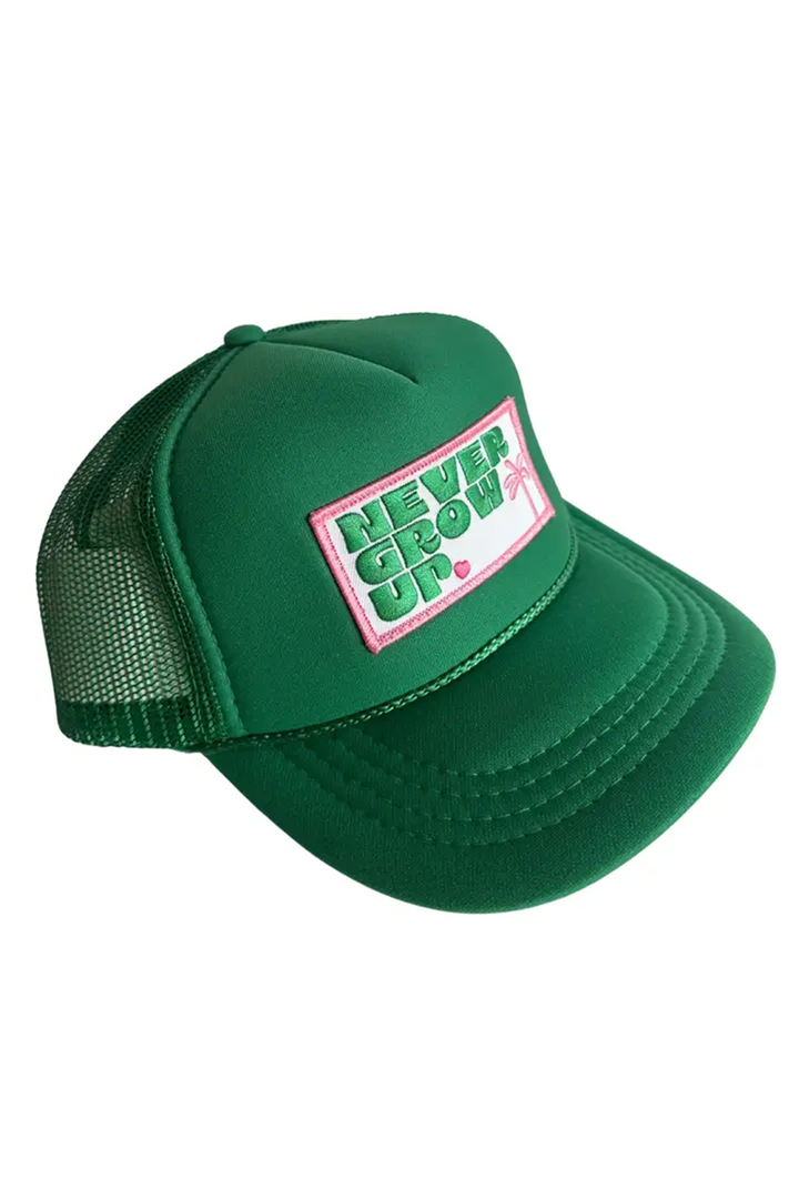Never Grow Up Trucker Hat | Green - Thumbnail Image Number 2 of 2
