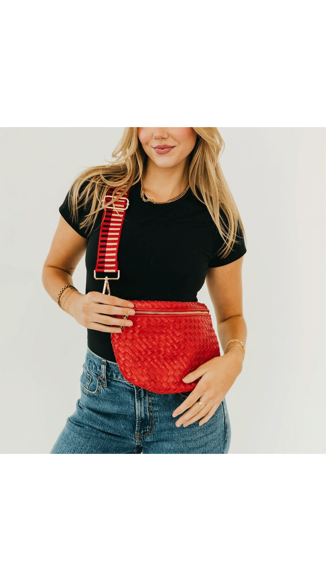 Westlyn Woven Bum Bag | Cherry Red - Visual Media Number 1 of 1