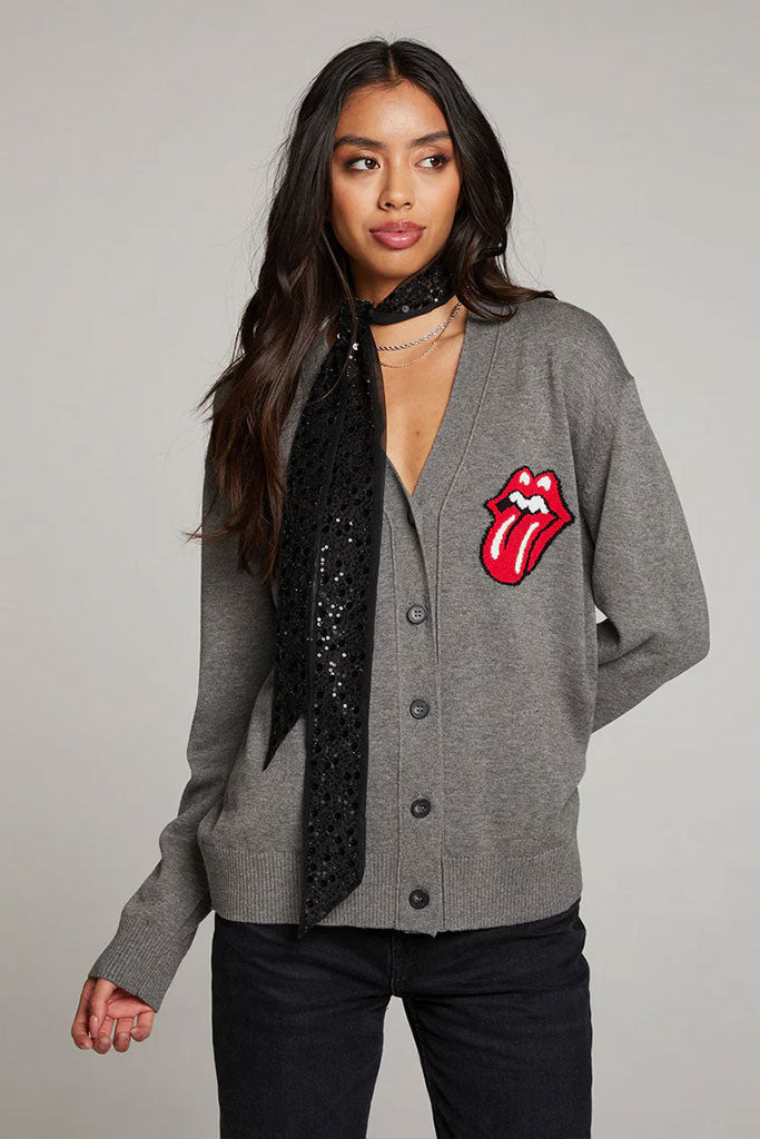 Rolling Stones Cardigan Logo | Dark Heather Grey - Visual Media Number 1 of 2