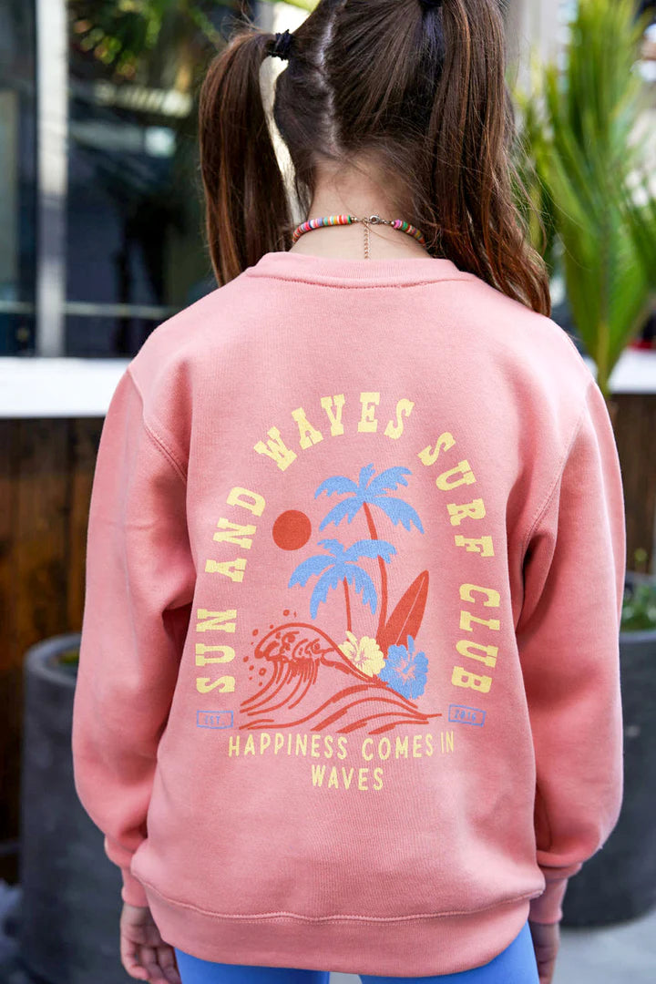 Sun &amp; Waves Crewneck Sweatshirt | Rose - Thumbnail Image Number 1 of 2
