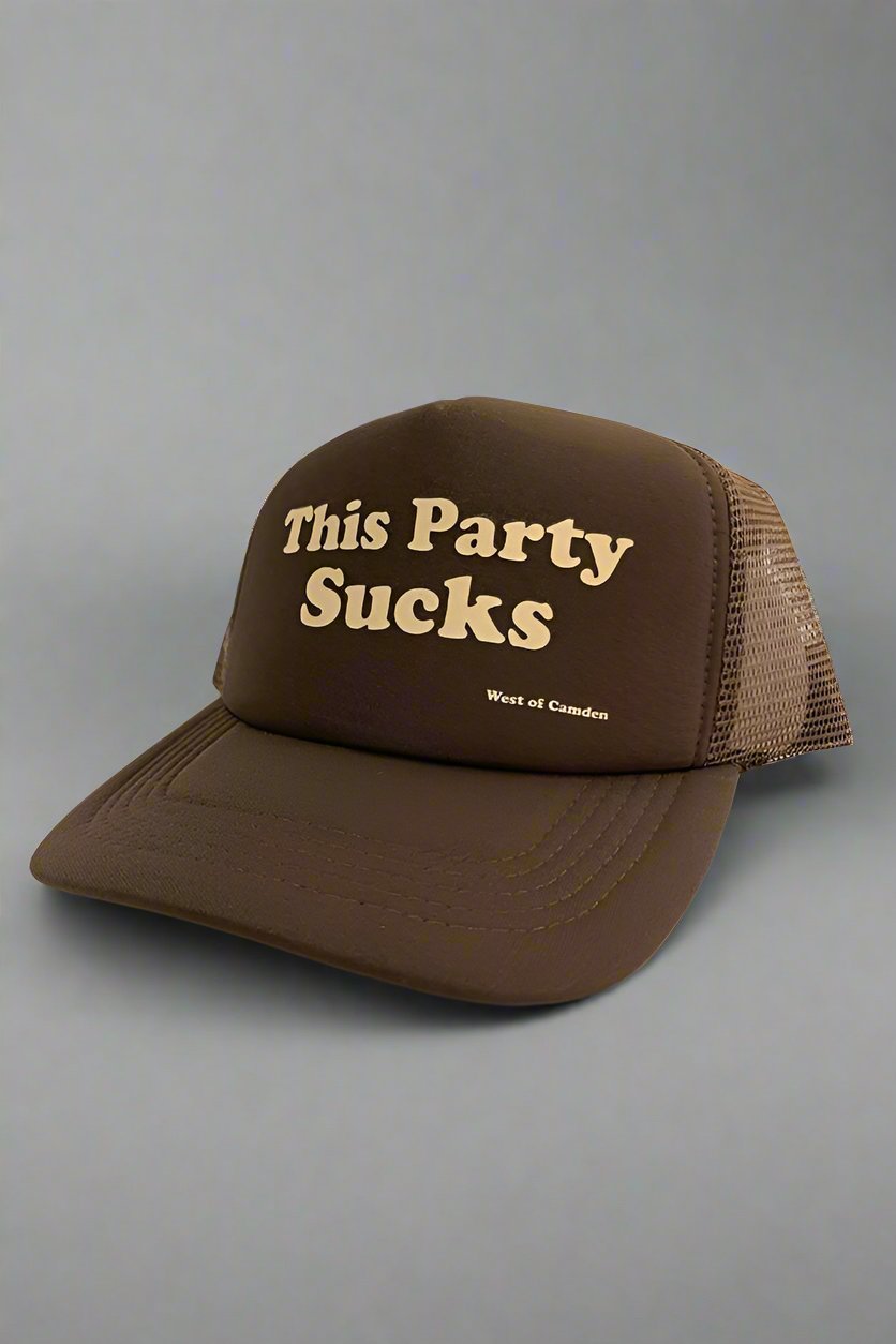 This Party Sucks Premium Trucker | Brown