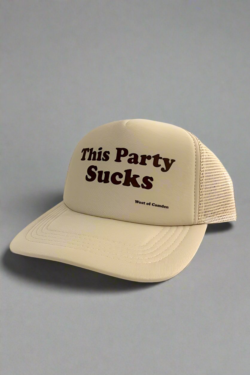 This Party Sucks Premium Trucker | Khaki - Visual Media Number 1 of 1