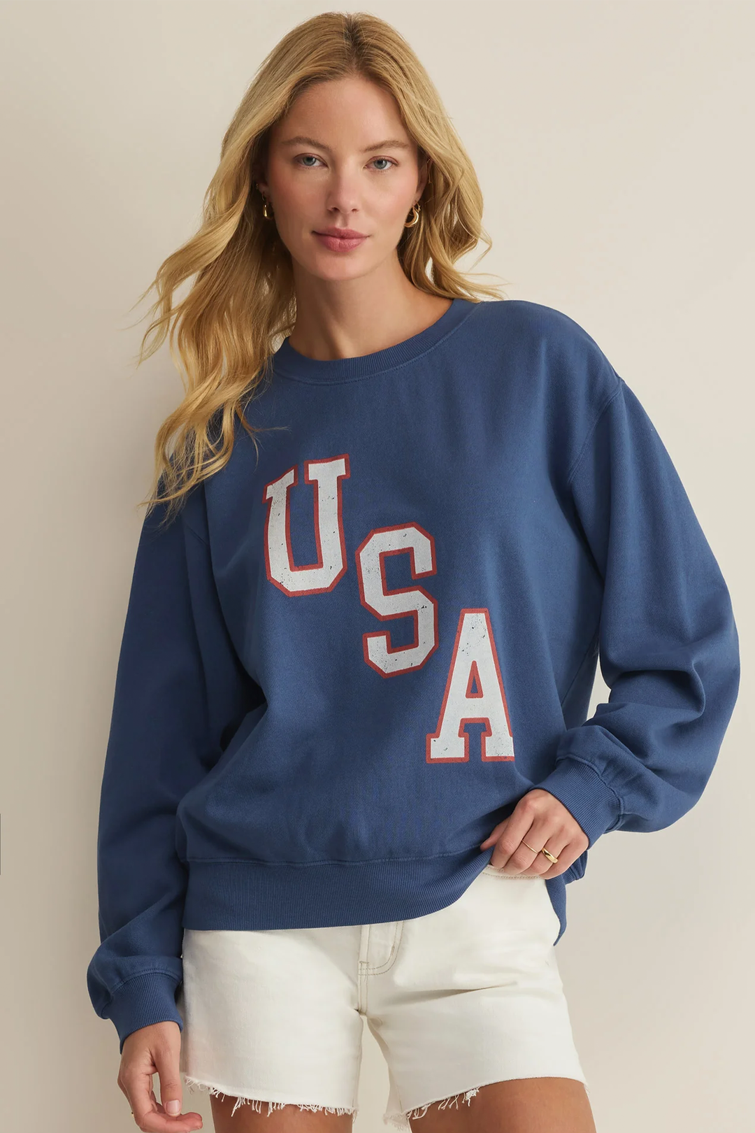 Americana Boyfriend Sweatshirt | True Navy - Visual Media Number 1 of 1