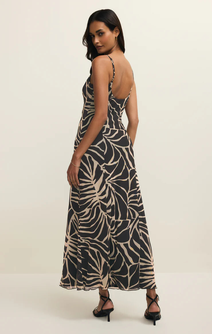 Charisma Tova Palm Midi Dress | Black - Visual Media Number 2 of 2